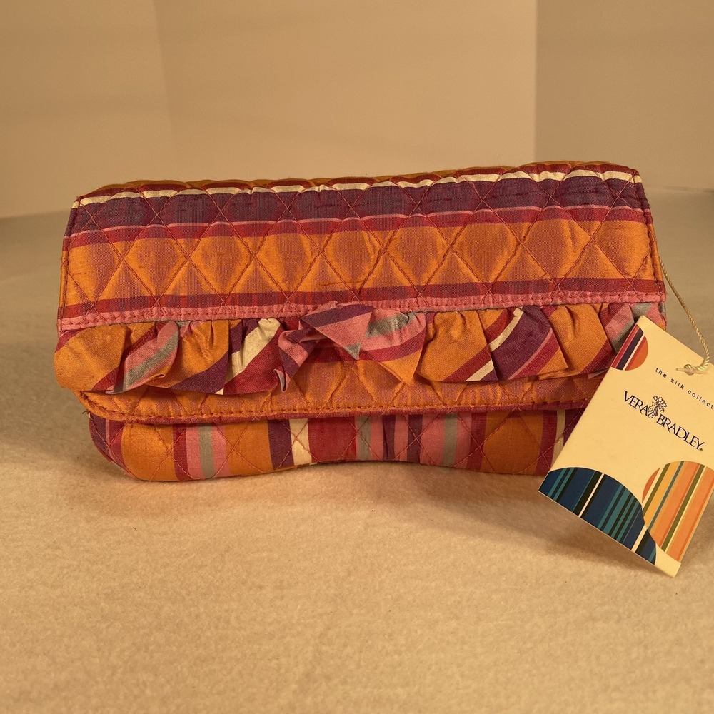 Vera Bradley Silk Collection Shoulder Bag NWT Quilted Stripe Multi Clutch Purse - Picture 1 of 9